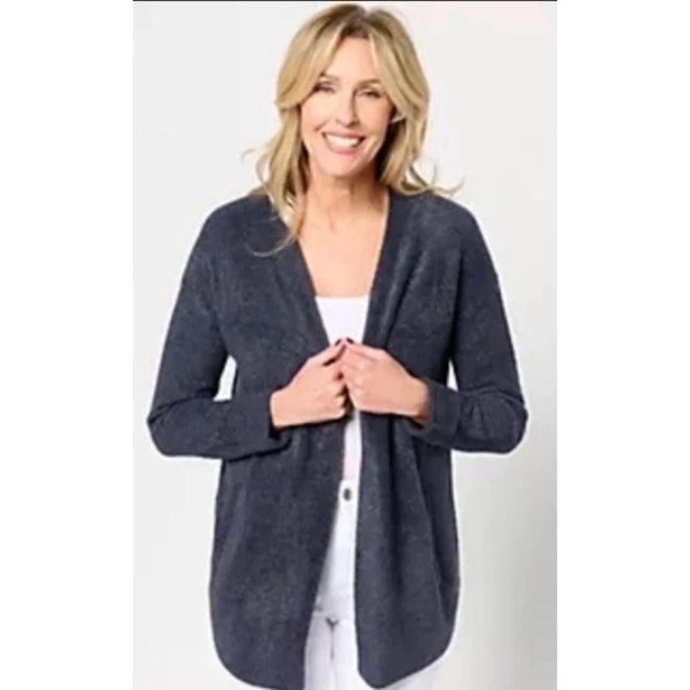 Barefoot Dreams CozyChic Lite Coastline Cardigan Indigo Blue BDWCL22559 Large
